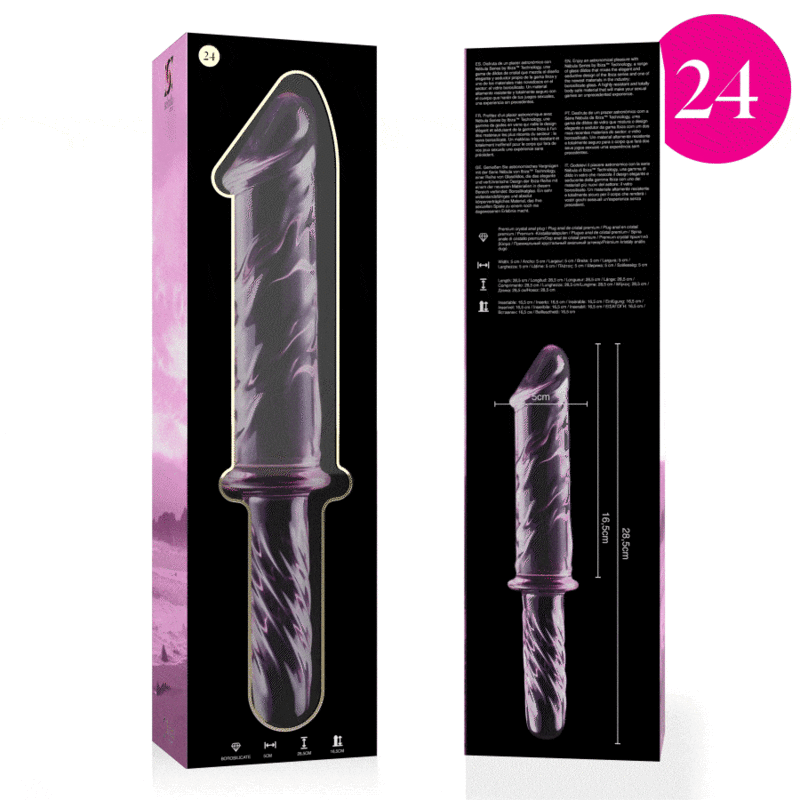 NEBULA SERIES BY IBIZA - MODELLO 24 DILDO IN VETRO BOROSILICATO ROSA 28.5 CM -O- 5 CM