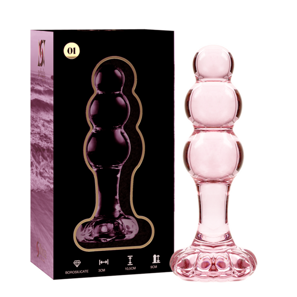 NEBULA SERIES BY IBIZA - MODELLO 1 PLUG ANALE VETRO BOROSILICATO ROSA 10.5 CM -O- 3 CM
