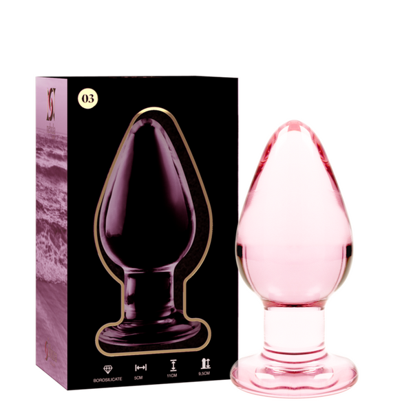 NEBULA SERIES BY IBIZA - MODELLO 3 PLUG ANALE VETRO BOROSILICATO ROSA 11 CM -O- 5 CM