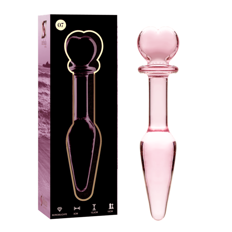 NEBULA SERIES BY IBIZA - MODELLO 7 PLUG ANALE VETRO BOROSILICATO ROSA 13.5 CM -O- 3 CM