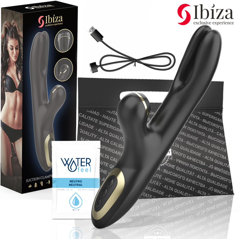 IBIZA - DOPPIO VIBRATORE BLOCCAGGIO NERO