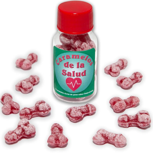 DIABLO PICANTE - 12 CARAMELLE DELLA SALUTE A FORMA DI PENE FRAGOLA/CILIEGIA