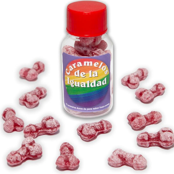 DIABLO PICANTE - 12 CARAMELLE A FORMA DI PENE FRAGOLA/CILIEGIA UGUALI
