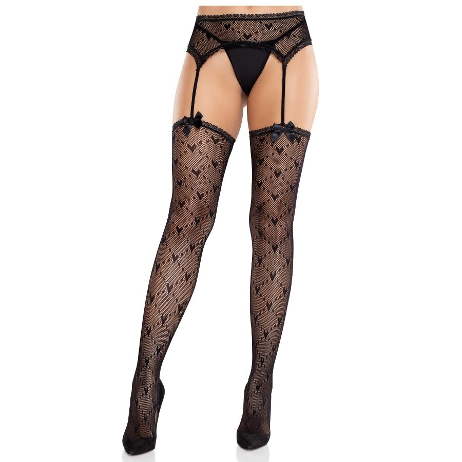 LEG AVENUE - CALZE A CUORE CON GIARRETTIERE NERE