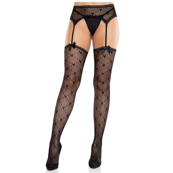 LEG AVENUE - CALZE A CUORE CON GIARRETTIERE NERE