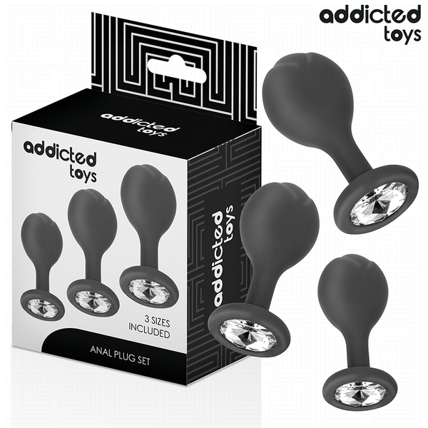 ADDICTED TOYS - SET DI 3 TAPPI ANALI CON GIOIELLO