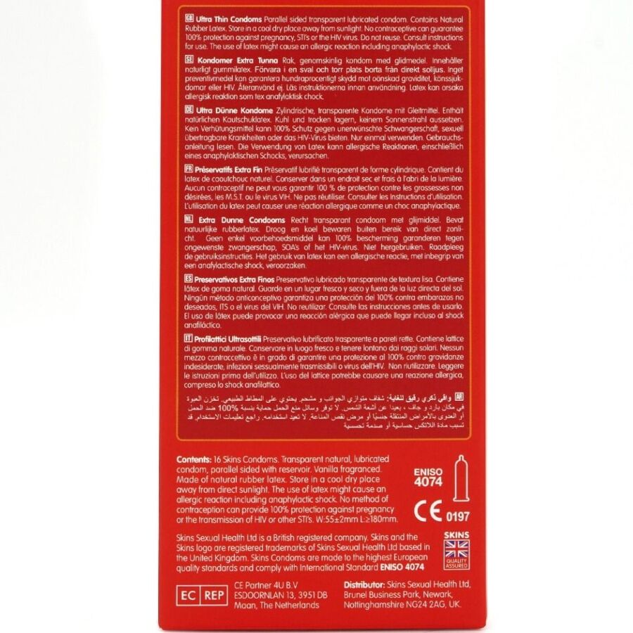 SKINS - PRESERVATIVI ULTRA SOTTILI PREMIUM CONFEZIONE DA 16