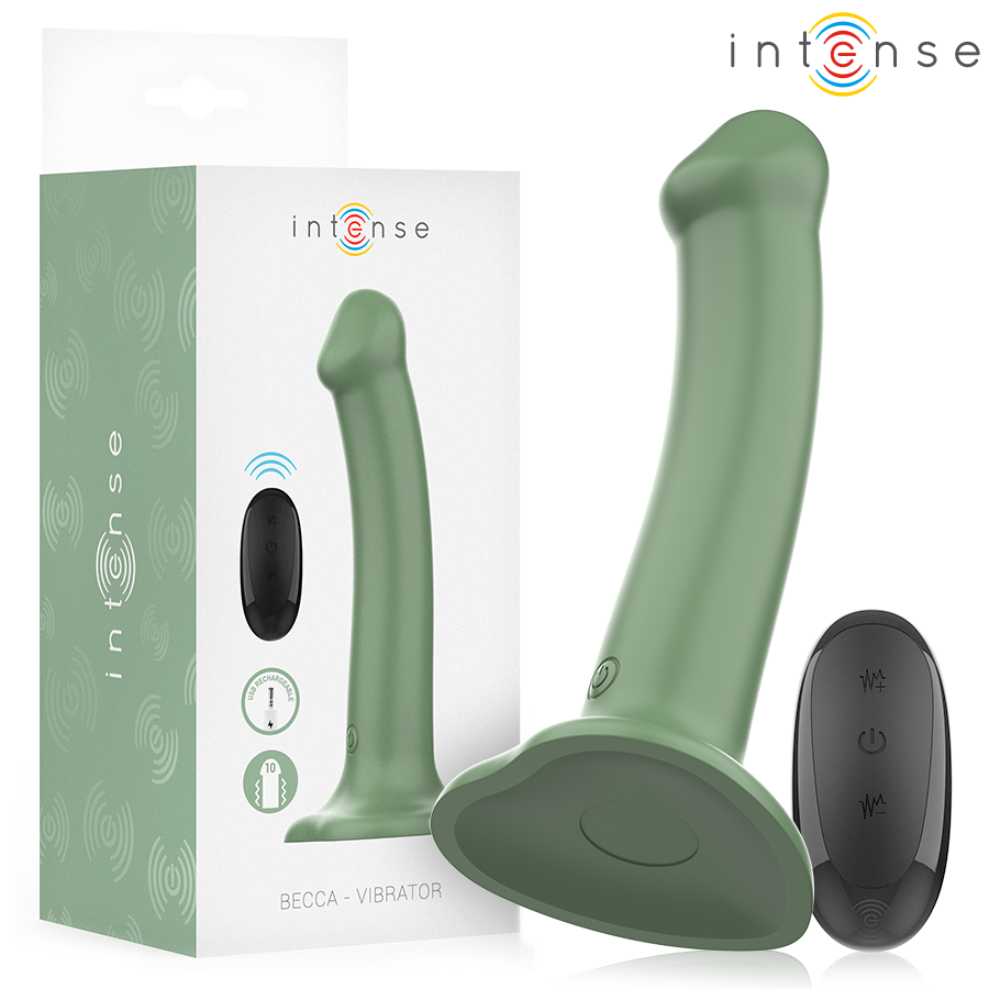 INTENSE - VIBRATORE BECCA CON VENTOSA 10 VIBRAZIONI TELECOMANDO VERDE