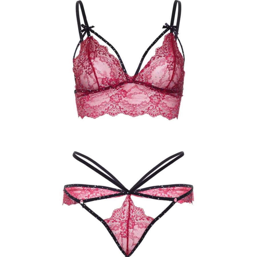 LEG AVENUE - 81623 COMPLETO REGGISENO + PERIZOMA BORDEAUX TAGLIA M