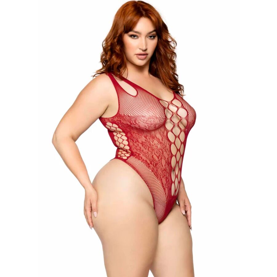 LEG AVENUE - 81641X BODY SENZA CUCITURE BORDEAUX TAGLIA 1X/2X