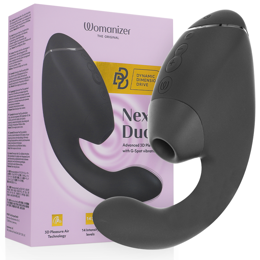 WOMANIZER - DUO NEXT STIMOLATORE DOPPIO CLITORIDEO E PUNTO G NERO