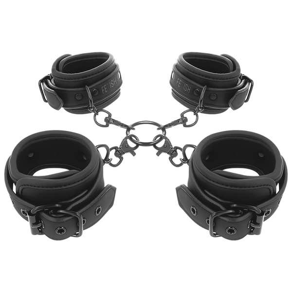 FETISH SUBMISSIVE - SET DI MANETTE PER MANI E CAVIGLIE CON FODERA IN NOPRENE