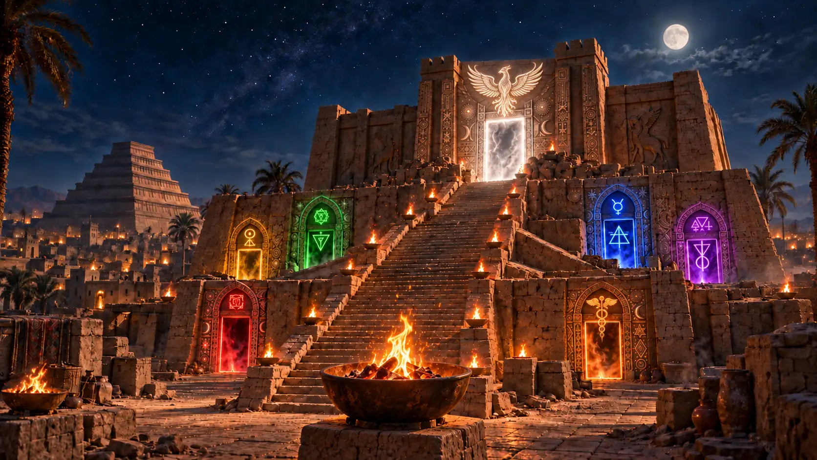Seven Portals — night temple of the seven doors